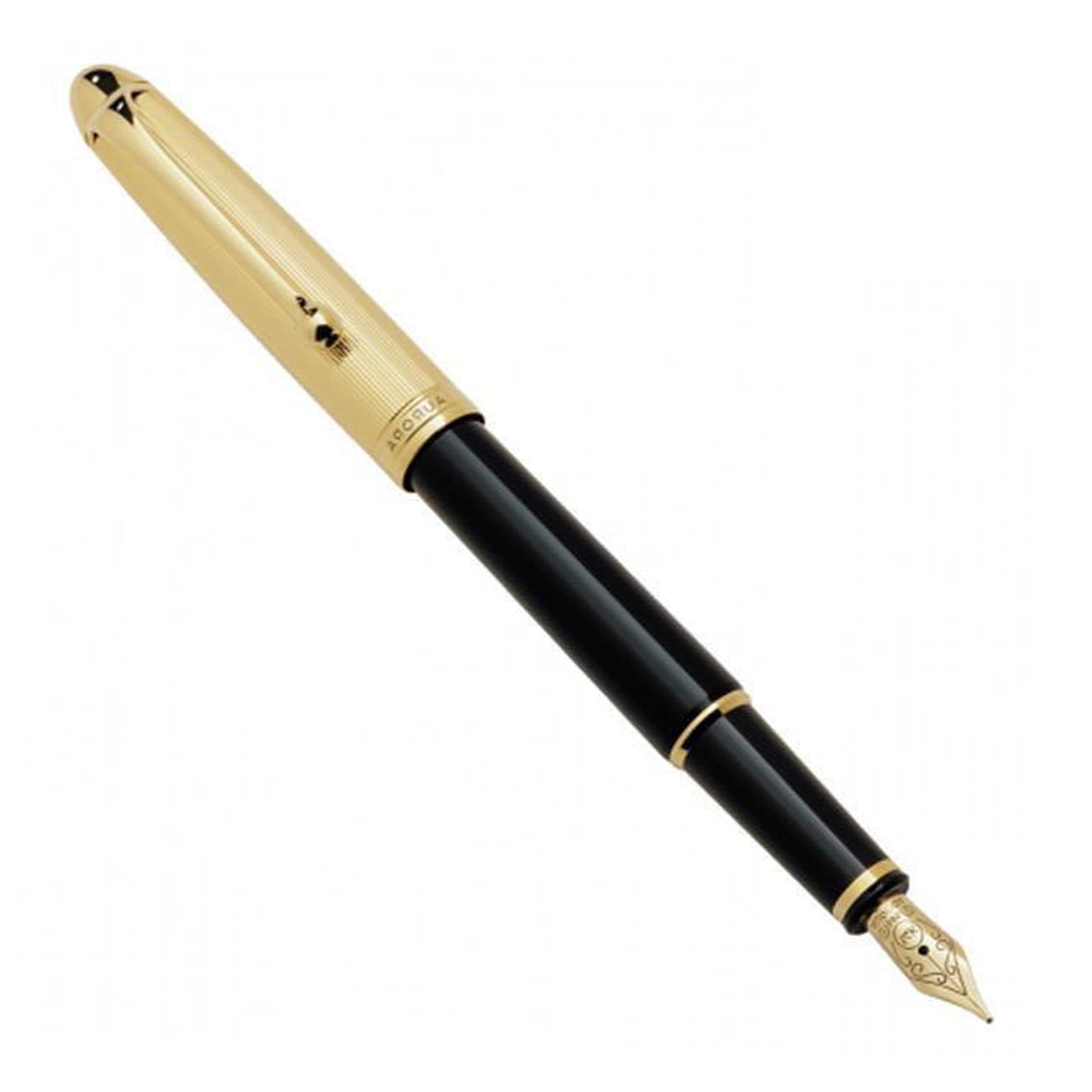 Aurora 88 Gold Plated Cap / Black Barrel Small Fountain Pen