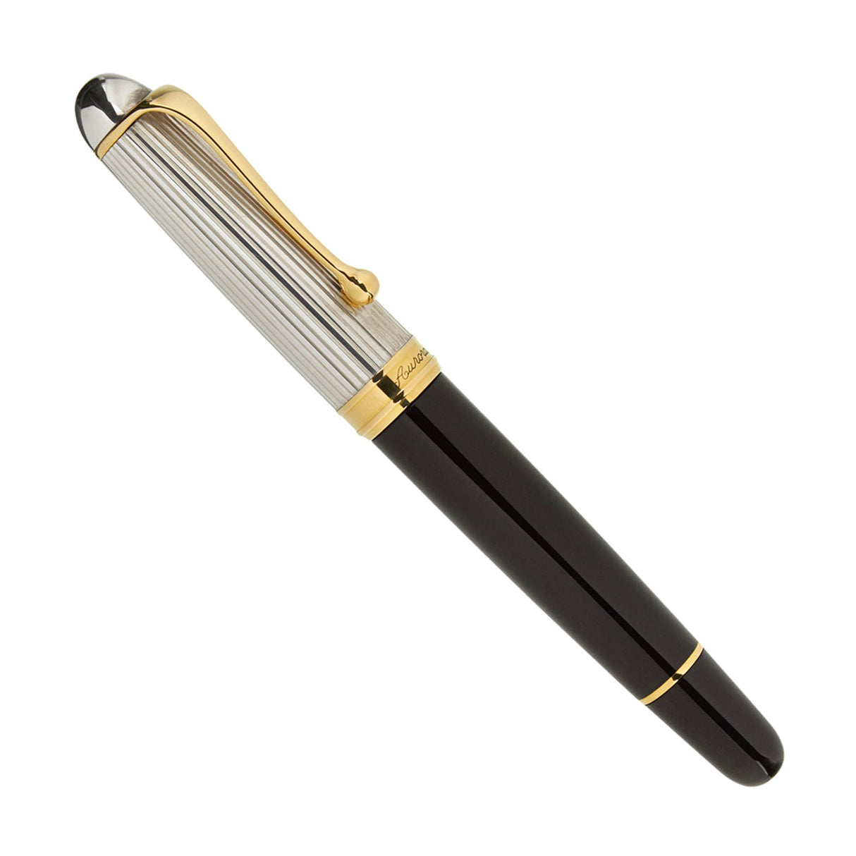 Aurora 88 Sterling Silver Cap / Black Barrel Large Fountain Pen