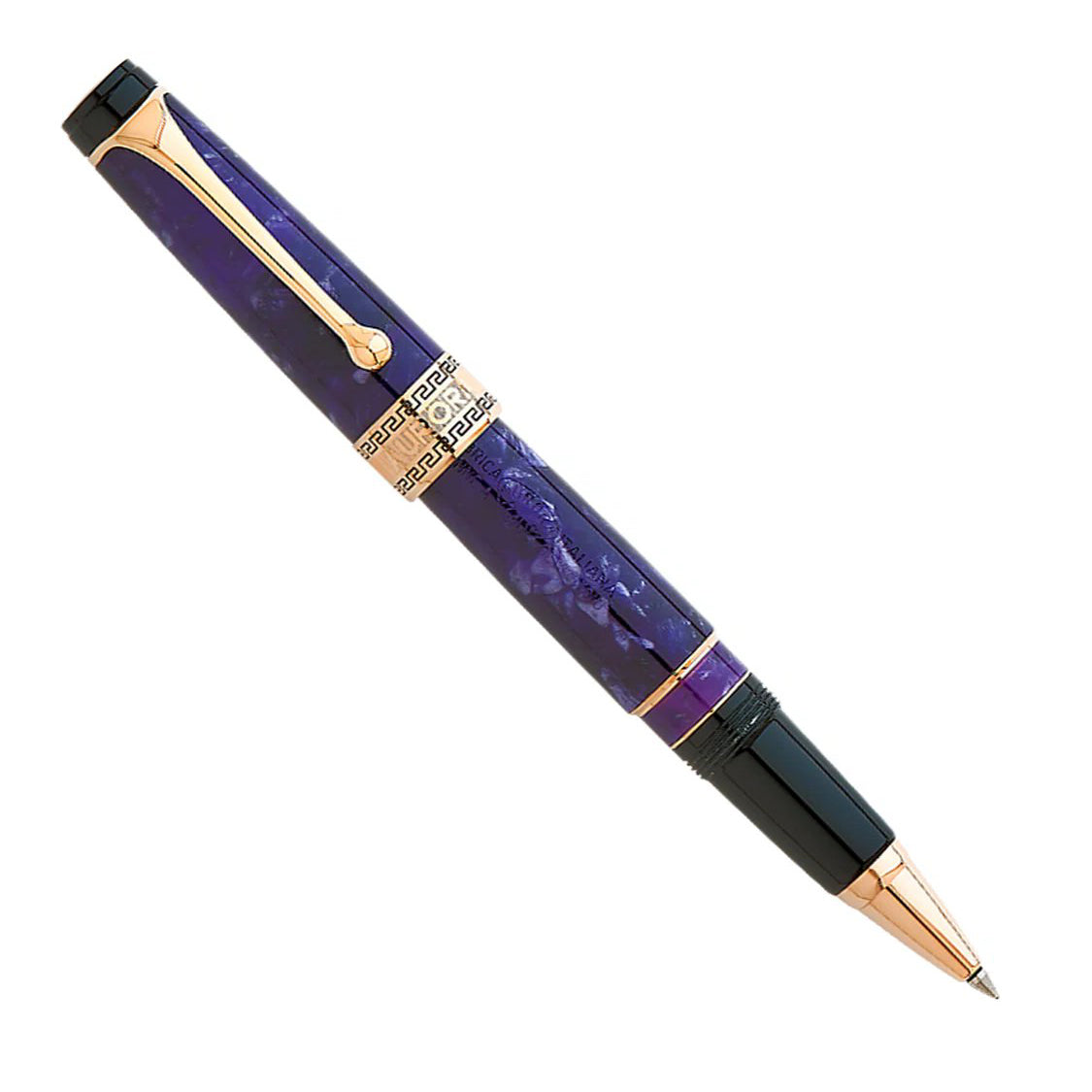 Aurora Optima Auroloide Marbled Purple w/Gold Trim - Rollerball