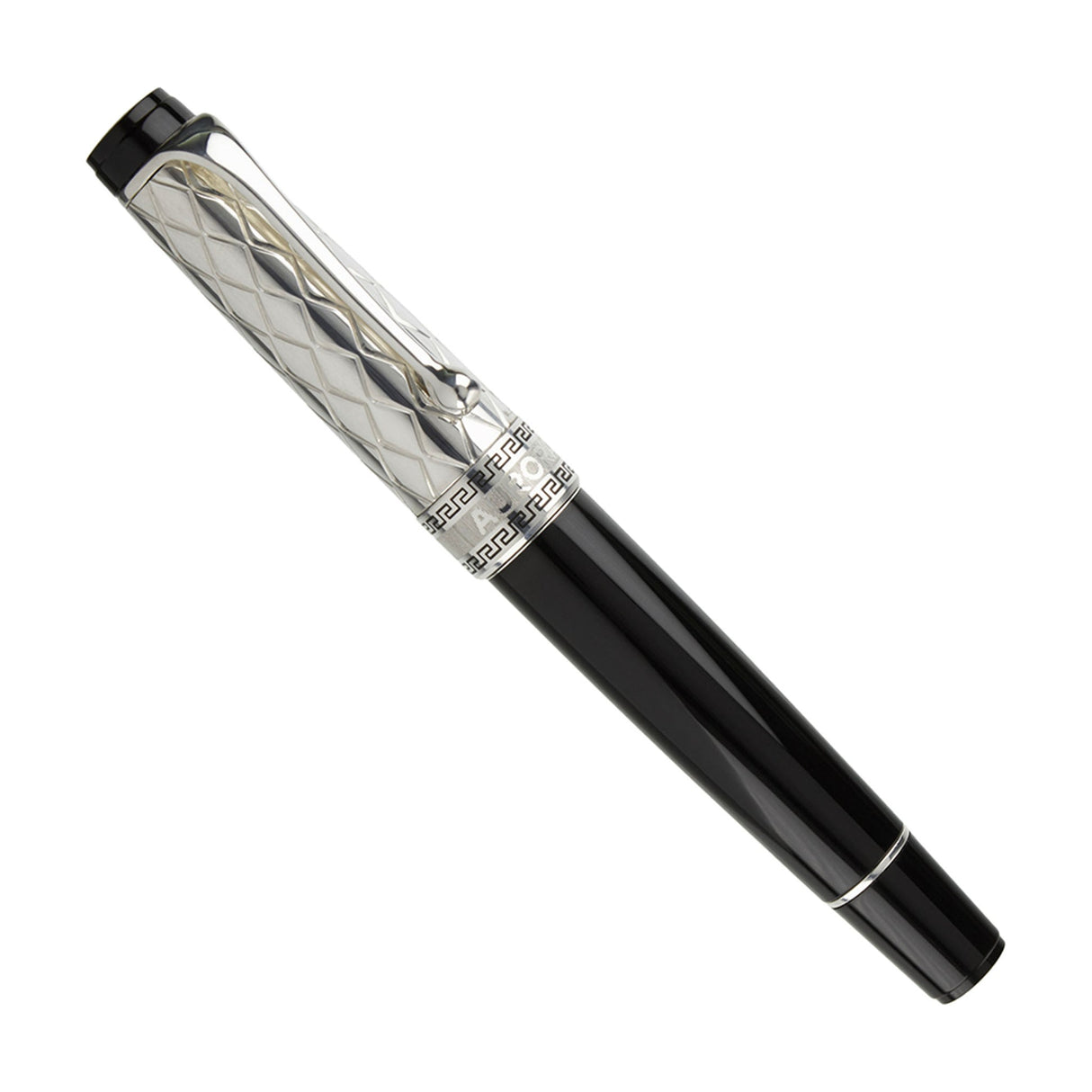 Aurora Riflessi Black Barrel and Sterling Silver Cap Fountain Pen