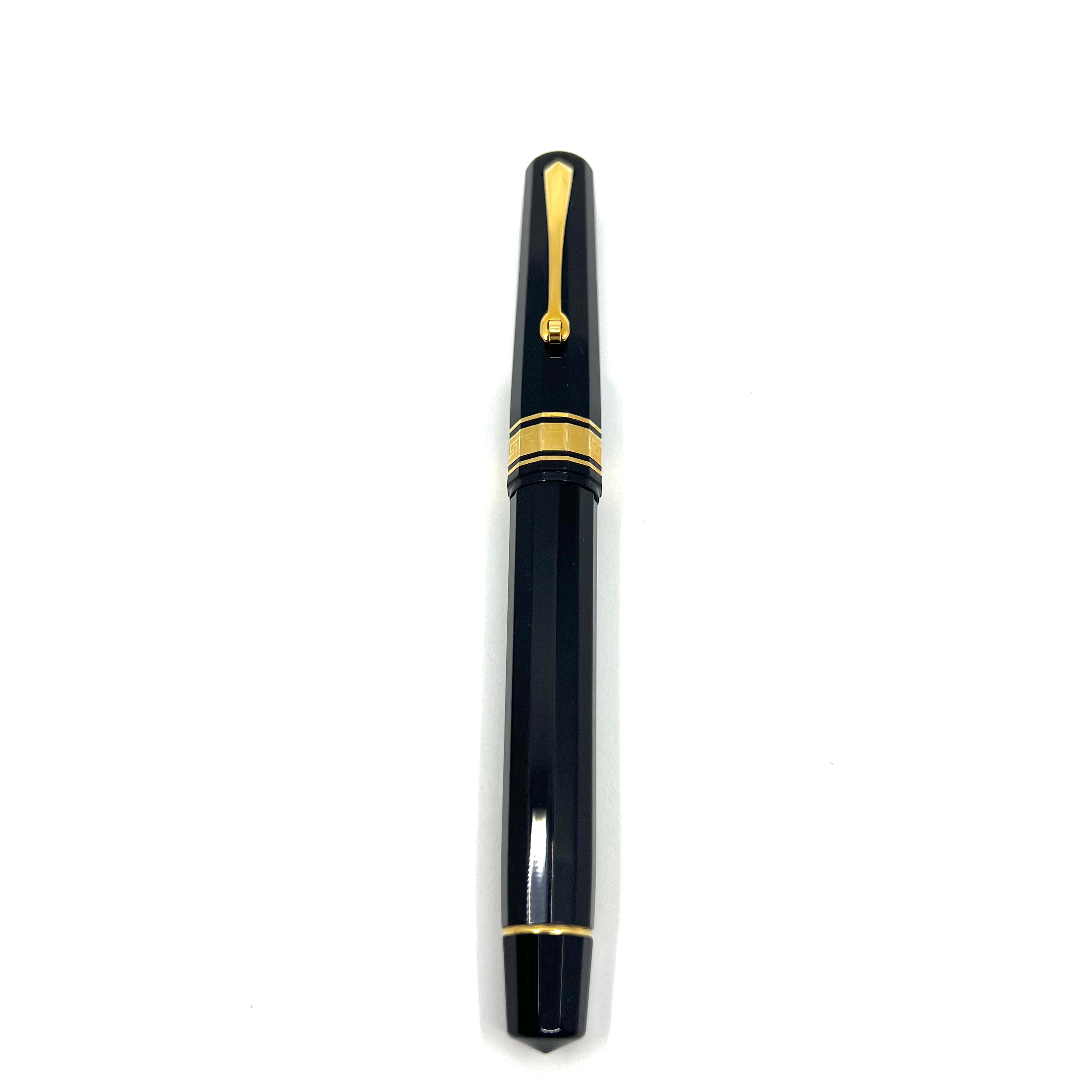 OMAS Milord Black Paragon Fountain Pen - Broad 18kt Gold Nib