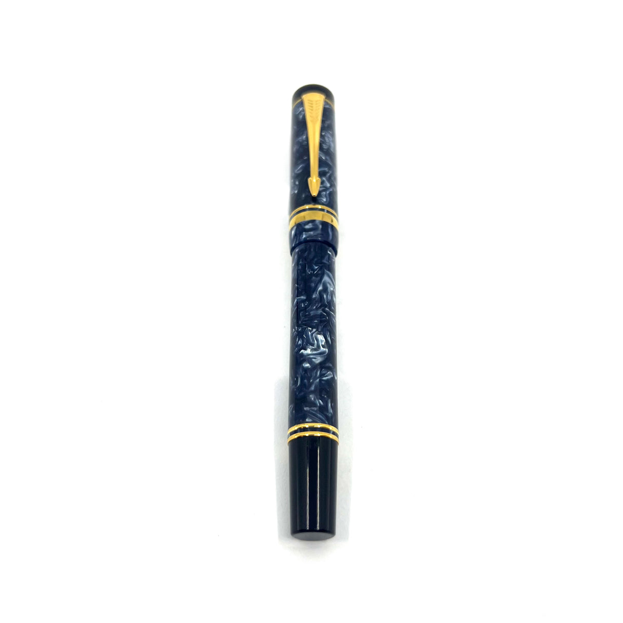 Parker International Duofold Blue Marble Fountain Pen - Medium 18kt Gold Nib
