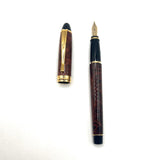 Aurora Turtle Brown Lacquer Ipsilon Deluxe Fountain Pen - Medium 14kt Gold Nib