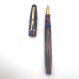 Bexley BX701  Lustrous Blue & Amber Swirl Fountain Pen   - Medium Gold-Plated Nib