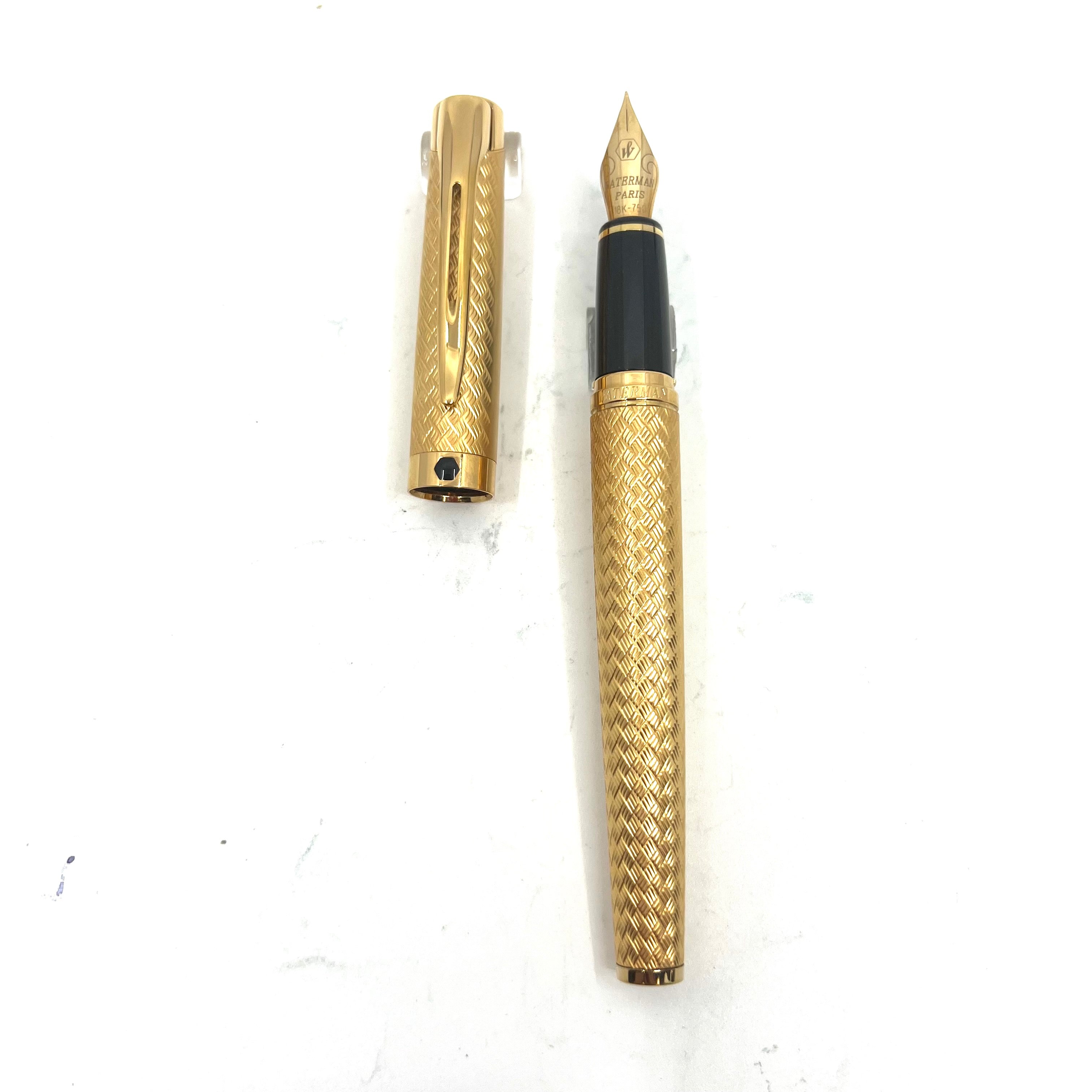 Waterman L'Etalon Matte Gold Plated Basket Weave Design Fountain
