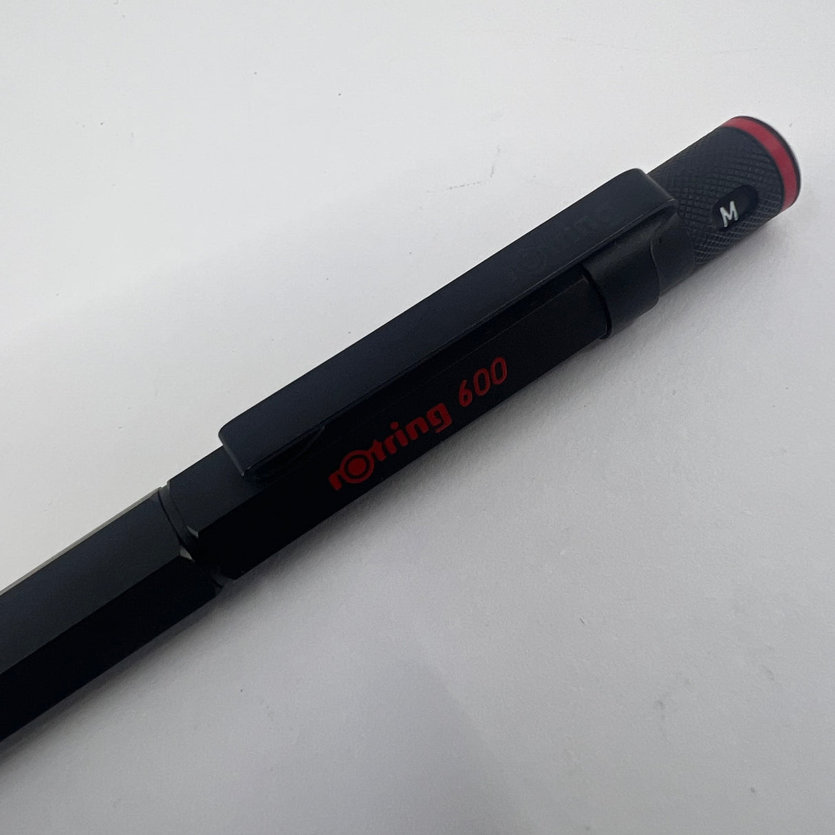 Rotring #600 Black Metal Six-Sided Fountain Pen - Medium Stainless Steel Nib