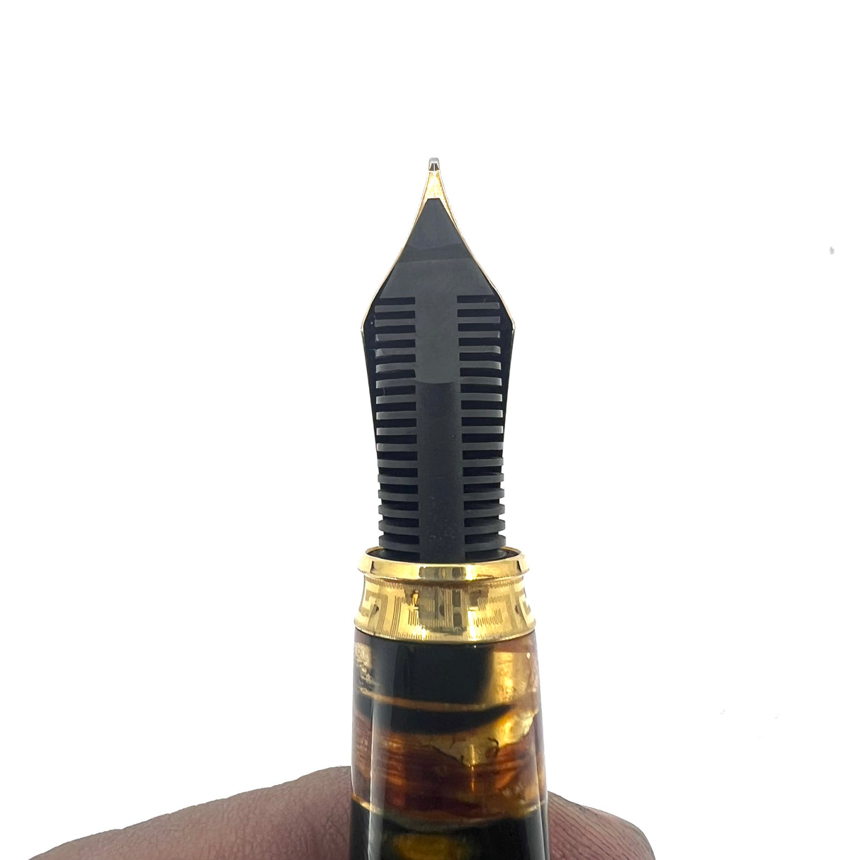 ASC - ARMANDO SIMONI CLUB  Oversized Triangolo Black Lucens Celluloid Limited Edition 3-Sided Fountain Pen - Magic Flex Large #8 Size Medium 14kt Gold Nib