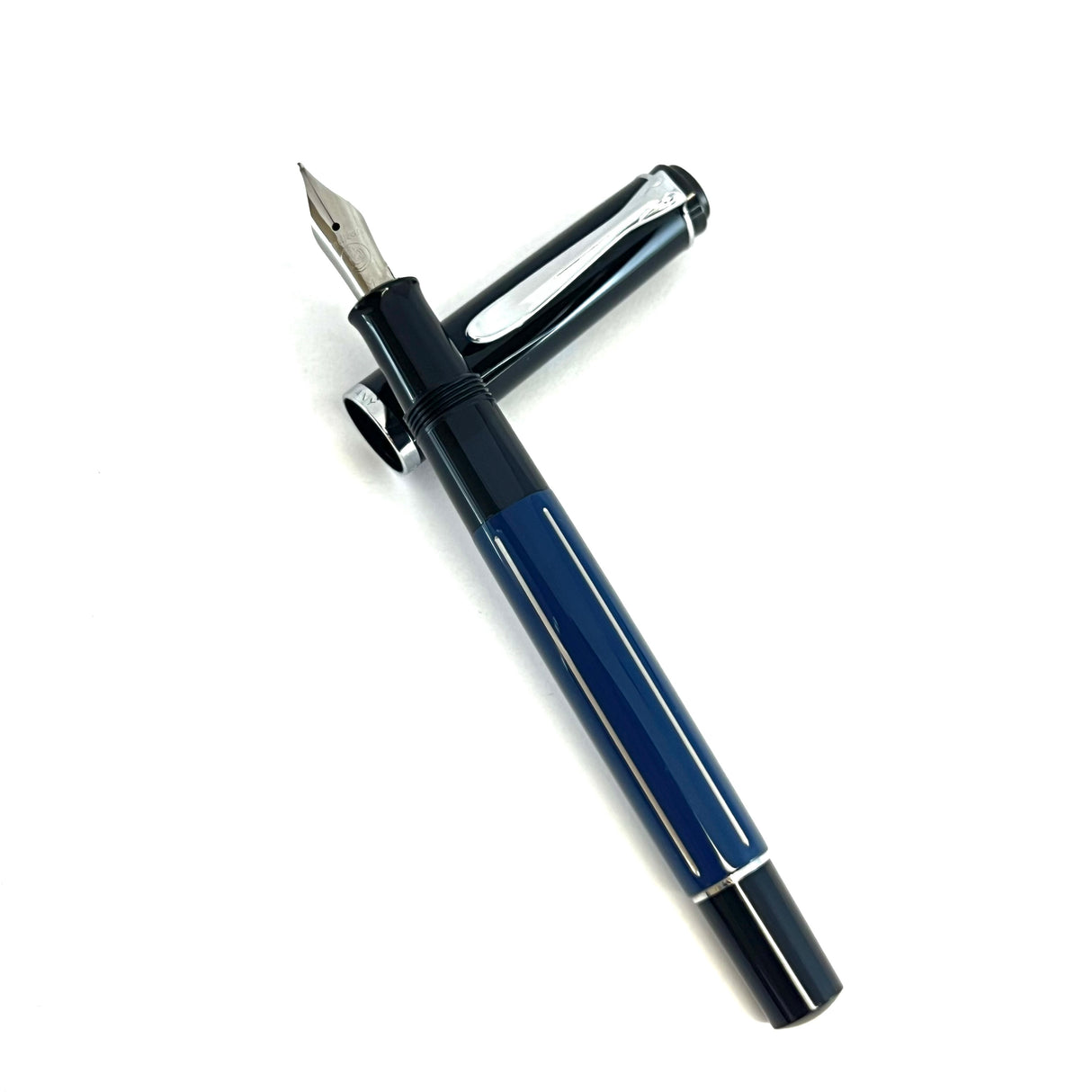 Pelikan M215 Blue Barrel/Metal Strips Fountain Pen
