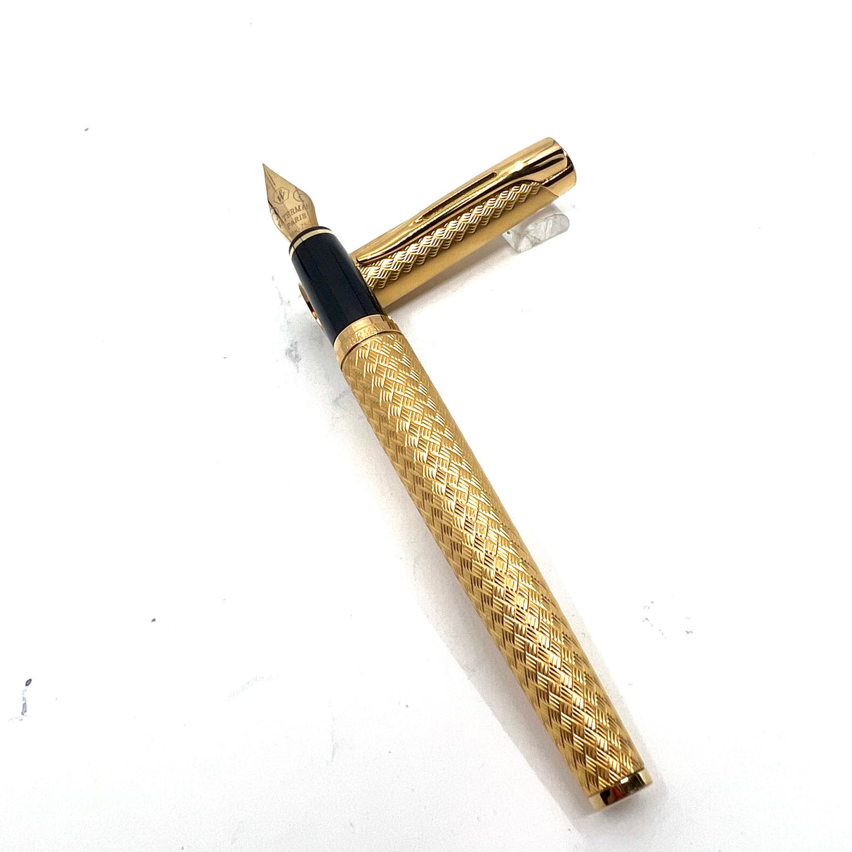 Waterman L'Etalon Matte Gold Plated Basket Weave Design Fountain Pen