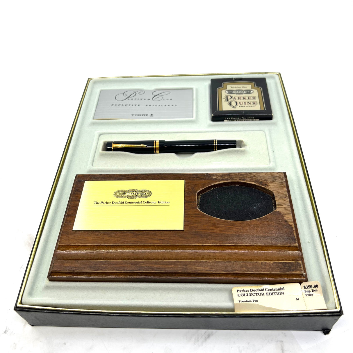 Parker Black Duofold  1888-1988 Centennial Collector Edition - First Year Parker Cap Top Medallion - Medium 18kt Gold Nib