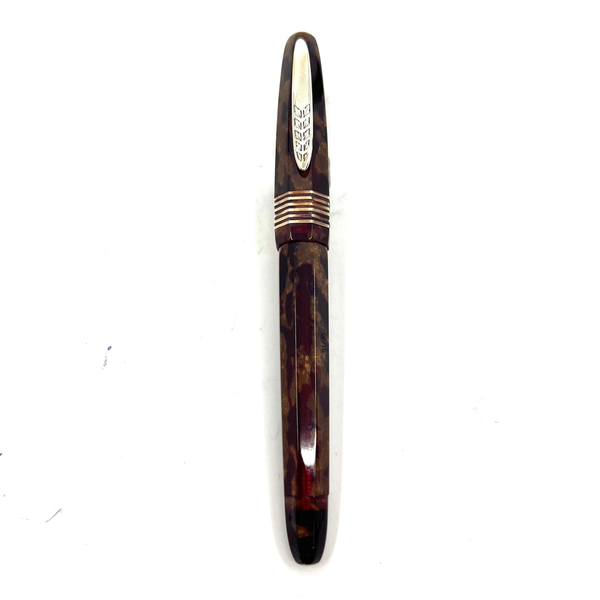 Stipula Facetted Bronze & Bordeaux Marble Fountain Pen