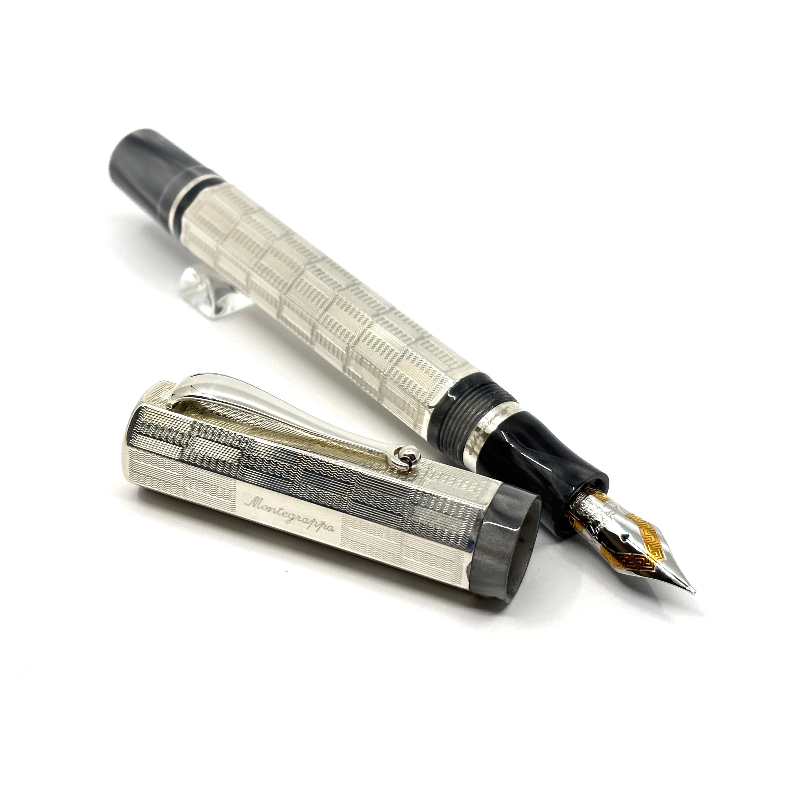 Montegrappa Privilege Deco Large Sterling Silver 8-Sided Fountain