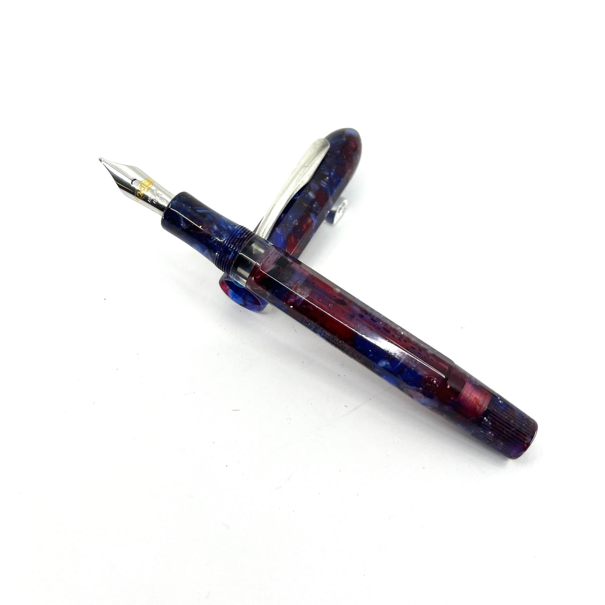 Conklin Nozac Word Gauge Demonstrator Blue and Red Celluloid (made by Visconti circa 2006) i-  Broad 18kt Gold Nib
