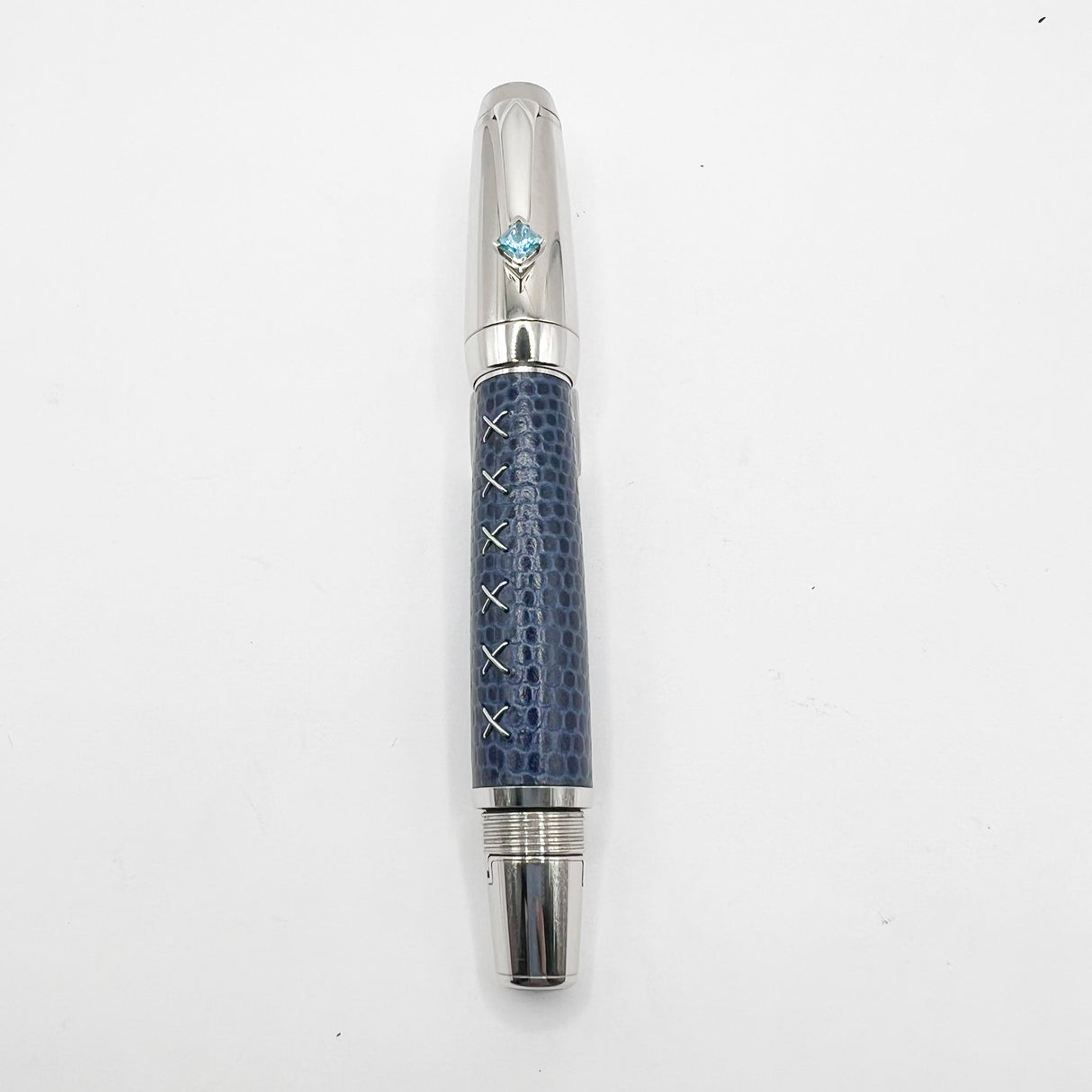 Montblanc Boheme "Jewel" Retractable Nib Blue "Lizardskin" Fountain Pen - Medium 18kt Gold Nib