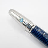 Montblanc Boheme "Jewel" Retractable Nib Blue "Lizardskin" Fountain Pen - Medium 18kt Gold Nib