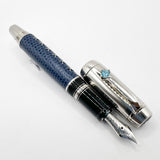 Montblanc Boheme "Jewel" Retractable Nib Blue "Lizardskin" Fountain Pen - Medium 18kt Gold Nib