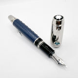 Montblanc Boheme "Jewel" Retractable Nib Blue "Lizardskin" Fountain Pen - Medium 18kt Gold Nib