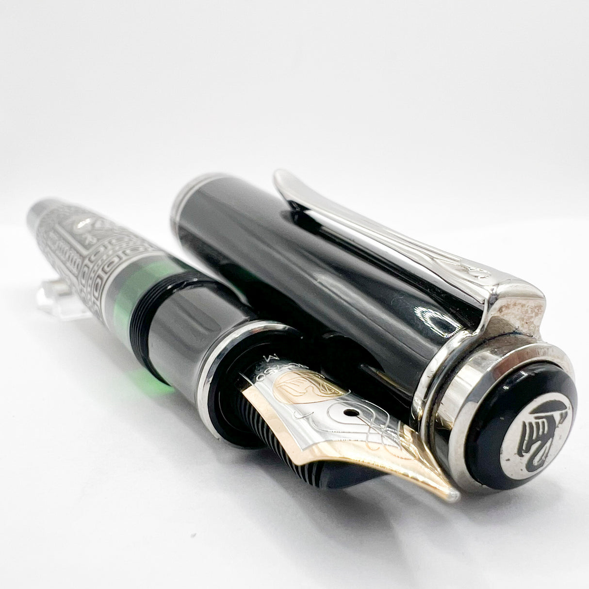 Pelikan M910 Toledo Sterling Silver Fountain Pen - Semi-Flex Medium 18kt Gold Nib