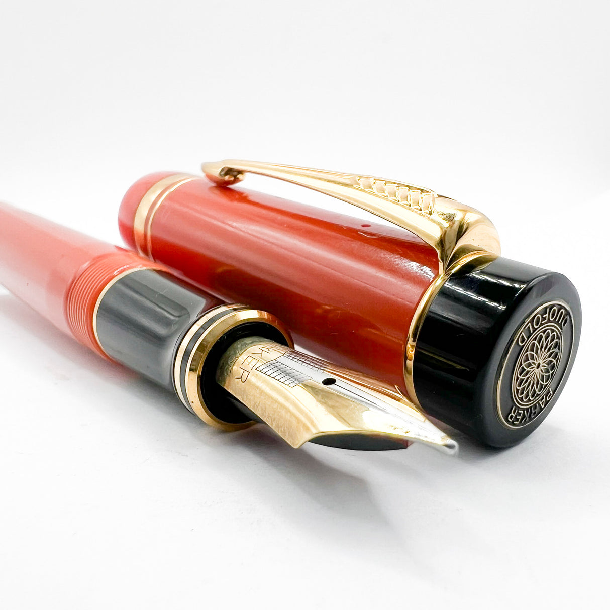 Parker "Big Red" (Orange) Duofold Centennial (Largest Size) Fountain Pen - Medium 18kt Gold Nib