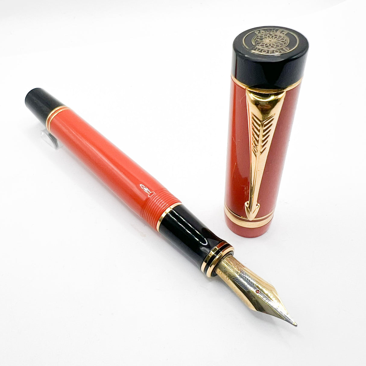 Parker "Big Red" (Orange) Duofold Centennial (Largest Size) Fountain Pen - Medium 18kt Gold Nib