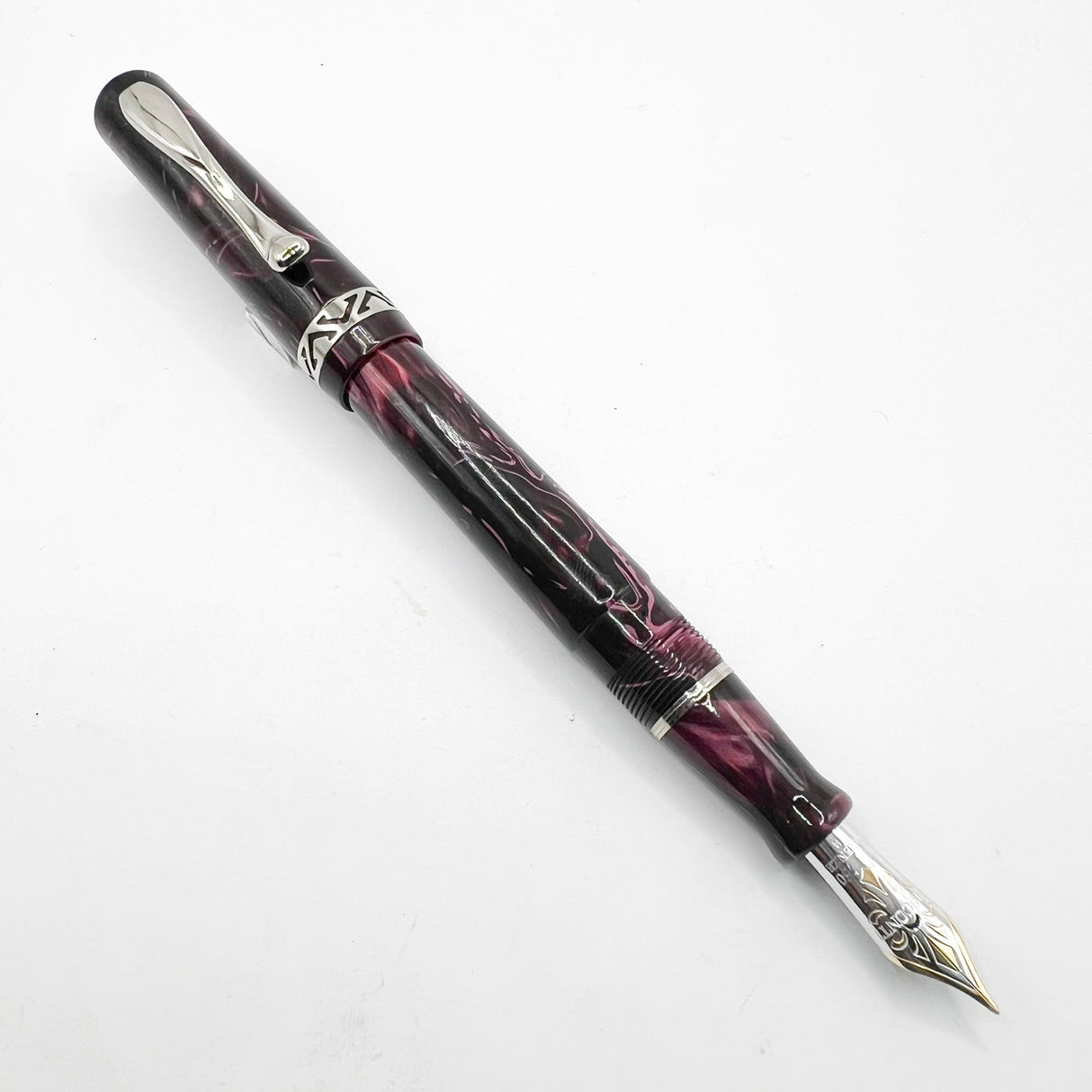 Visconti Marbled Burgundy Kaleido Fountain Pen - Medium 18kt Gold Nib