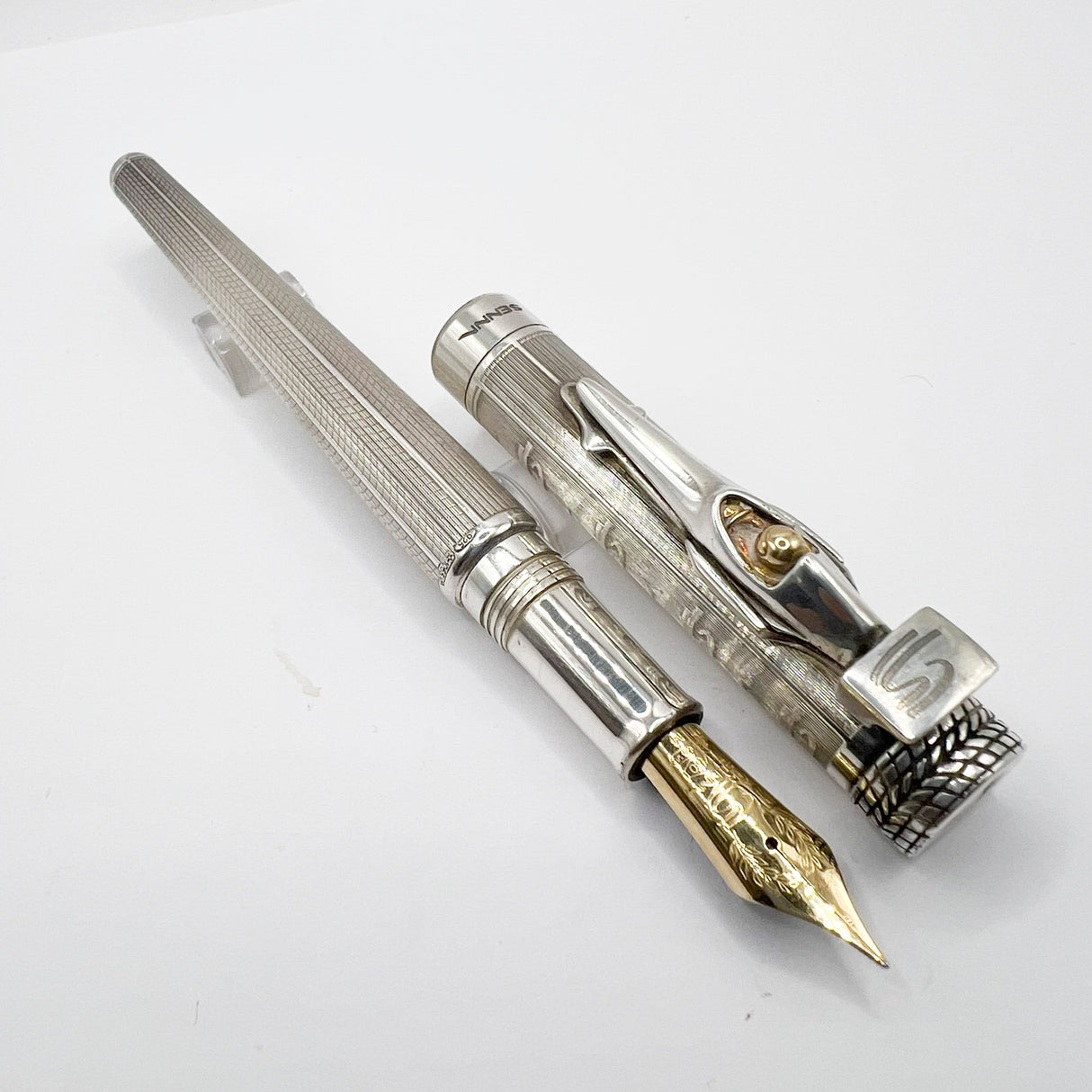 Montegrappa Ayrton Senna Limited Edition Sterling Silver Fountain Pen - Medium 18kt Gold Nib - A RARE Fountain Pen!