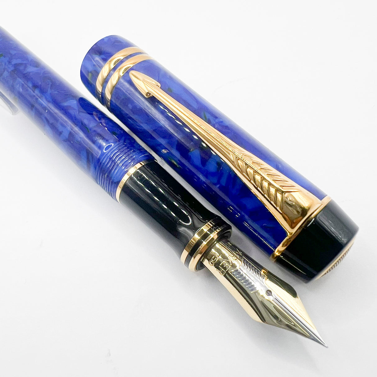 Parker Lapis Blue Duofold Centennial (Largest) Fountain Pen - Extra Fine 18kt Gold Nib