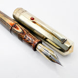 OMAS Arte Italiana Paragon Facetted Fountain Pen - Bronze Arco Celluloid Barrel/Vermeil Cap - Fine 18kt Gold Nib