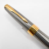Parker Sonnet Sterling Silver Cisele Cross Hatch Fountain Pen - Extra Fine 18kt Gold Nib