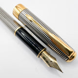 Parker Sonnet Sterling Silver Cisele Cross Hatch Fountain Pen - Extra Fine 18kt Gold Nib