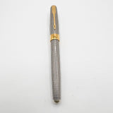 Parker Sonnet Sterling Silver Cisele Cross Hatch Fountain Pen - Extra Fine 18kt Gold Nib