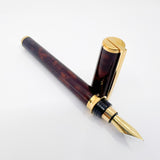 S. T. Dupont  Montparnasse Chairman Tortoiseshell Laque de Chine Fountain Pen - Fine 18kt Gold Nib - Rarely Found in MINT Condition!