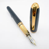 Cartier - Louis Cartier Black Fluted Fountain Pen - Fine 18kt Gold Nib