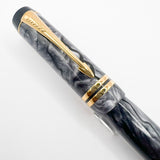Parker Duofold Centennial (Largest) Marbled Gray, Pearl & Black Fountain Pen - Extra Fine 18kt Gold Nib