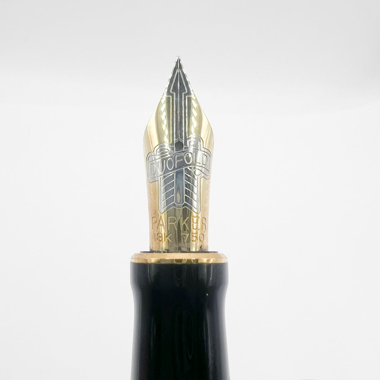 Parker Duofold Centennial (Largest) Marbled Gray, Pearl & Black Fountain Pen - Extra Fine 18kt Gold Nib