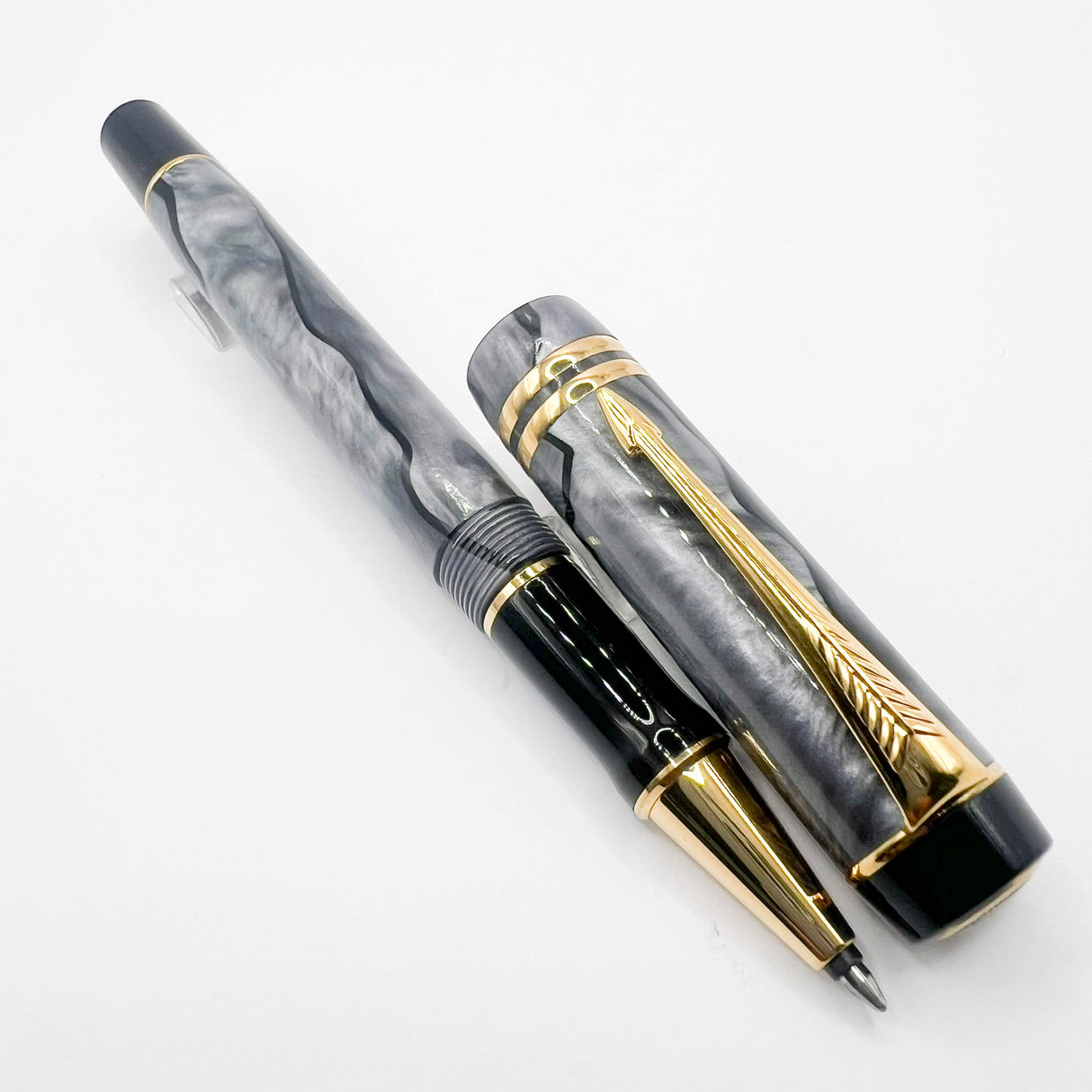 Parker Duofold Marbled Gray, Pearl & Black Rollerball