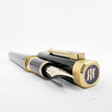 Montegrappa Quatttro Zero Black Squared / Brushed Gold-Plated Trim Fountain Pen - Fine 14kt Gold Nib