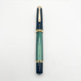 Pelikan M800 Souveran Black Cap & Green Striped Barrel Fountain Pen - Broad 18kt Gold Nib