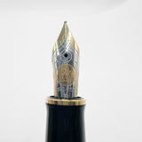 Pelikan M800 Souveran Black Cap & Green Striped Barrel Fountain Pen - Broad 18kt Gold Nib