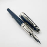 S. T. Dupont Grand Orpheo Theme Placed Midnight Blue Lacquer Fountain Pen - Medium 18kt Gold Nib