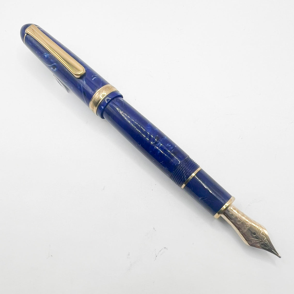 Platinum 3776 Century Celluloid Midnight Ocean Blue Fountain Pen - Broad 18kt Gold Nib