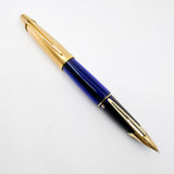 Waterman Edson Blue Translucent Fountain Pen - Oblique Left Handed Fine 18 Kt Gold Nib