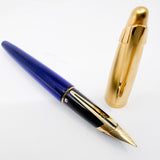 Waterman Edson Blue Translucent Fountain Pen - Oblique Left Handed Fine 18 Kt Gold Nib