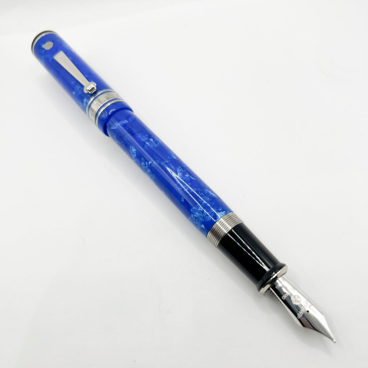 Wahl-Eversharp Decoband Lustrous Amalfi Blue w/Rhodium Plated Trim Fountain Pen - Large Medium 14kt Gold Nib