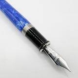 Wahl-Eversharp Decoband Lustrous Amalfi Blue w/Rhodium Plated Trim Fountain Pen - Large Medium 14kt Gold Nib