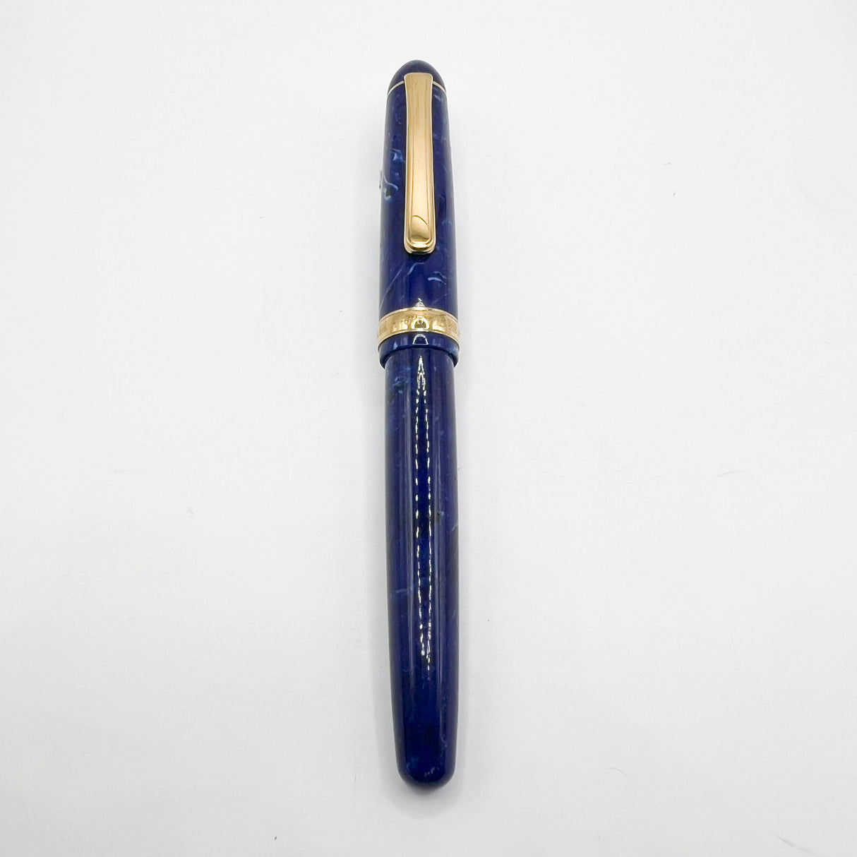 Platinum #3776 Celluloid Marbled Midnight Blue Ocean Fountain Pen - Broad 18kt Gold Nib