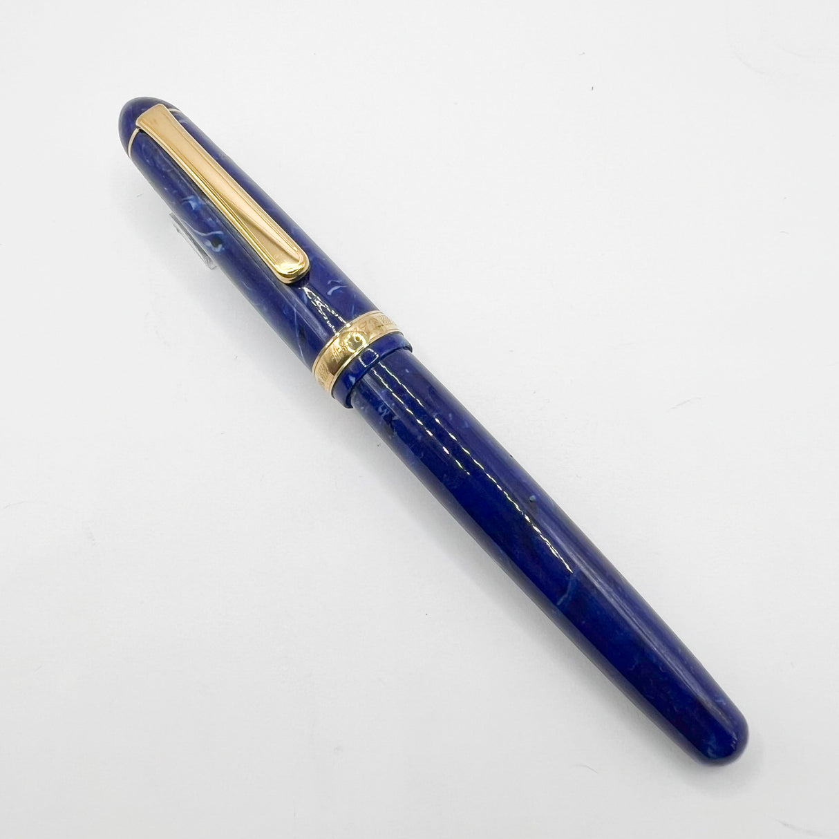Platinum #3776 Celluloid Marbled Midnight Blue Ocean Fountain Pen - Broad 18kt Gold Nib