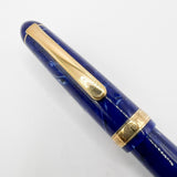 Platinum #3776 Celluloid Marbled Midnight Blue Ocean Fountain Pen - Broad 18kt Gold Nib