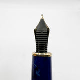 Platinum #3776 Celluloid Marbled Midnight Blue Ocean Fountain Pen - Broad 18kt Gold Nib