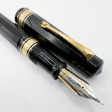 OMAS  Senior Paragon Extra - Large Facetted Black Fountain Pen - Semi-Flexible Medium 18kt Gold Nib